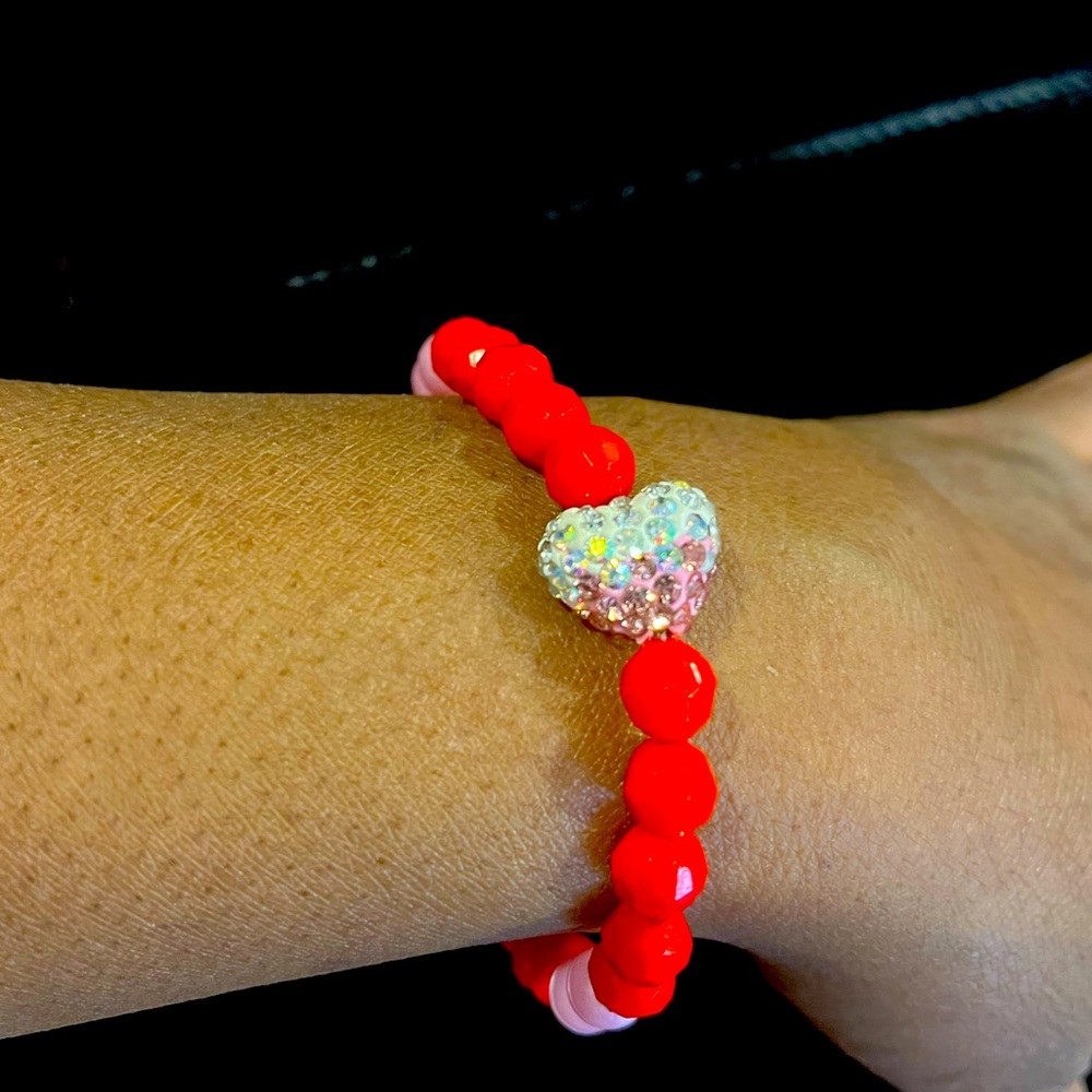 Gifted Heart Women’s Handcrafted Swarovski Crystal Red/Pink Bracelet